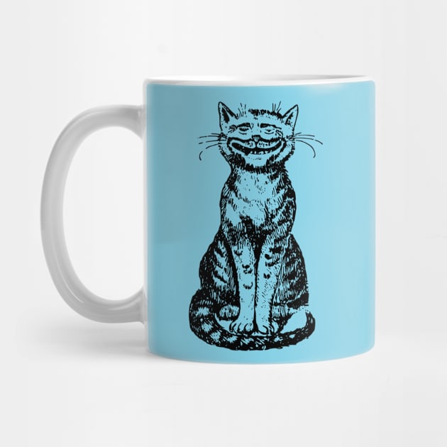 Smiling Cat on Blue by Vintage Sketches